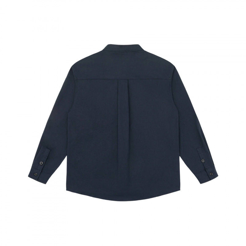 Unisex Oversized Shirt Jacket with Stand-up Collar, Concealed Button Placket and Patch Chest Pockets Chichicherry
