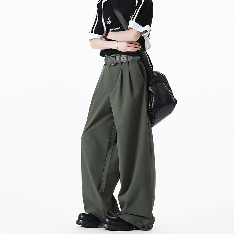 Women's high-waisted wide pleated trousers with cropped legs and adjustable button cuffs Chichicherry
