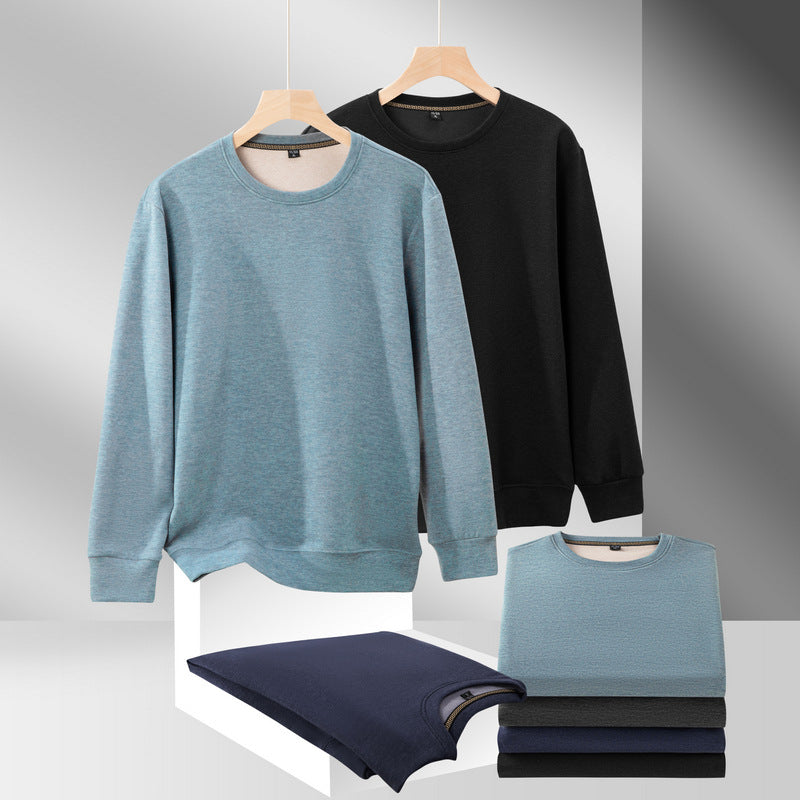 Men's Fine Crew Neck Sweatshirt made of Cotton Blend with Regular Fit and Ribbed Cuffs Chichicherry