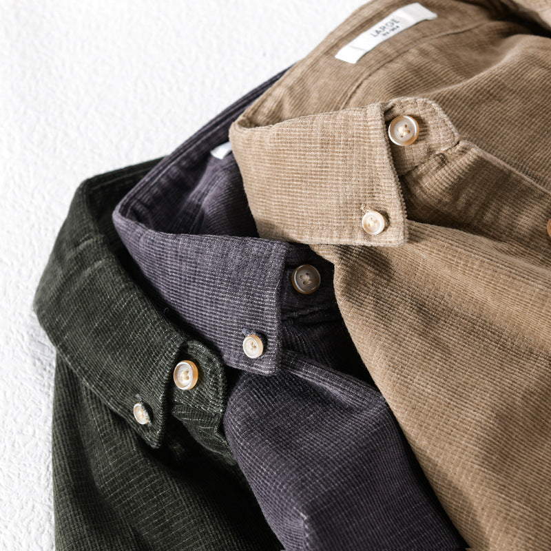Men's Fine Cord Overshirt with Button-Down Collar and Chest Pocket Chichicherry