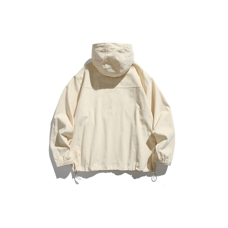 Unisex Oversize Hooded Anorak with Half Zip, Drawstring and Zipper Pockets Chichicherry