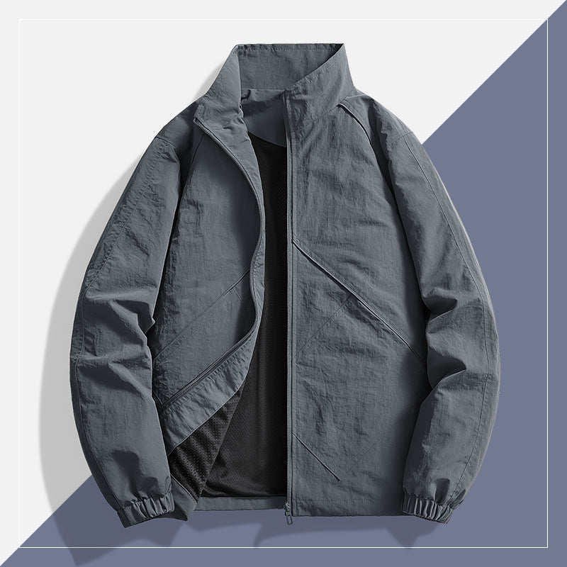 Men's Lightweight Technical Windbreaker with Mesh Lining, Stand Collar and Elastic Cuffs Chichicherry