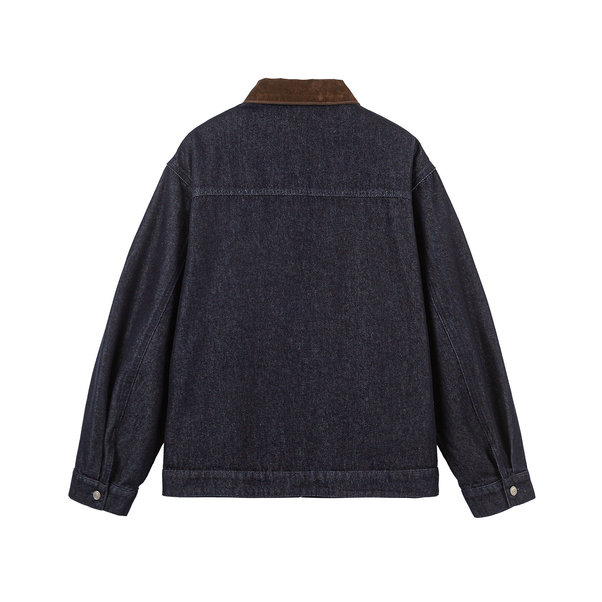 Unisex Boxy Denim Jacket with Velour Collar and Distinctive Carabiner Closures Chichicherry