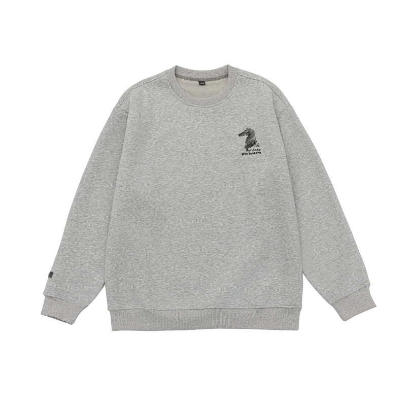 Unisex Oversize Sweatshirt with embroidered chess knight logo and ribbed cuffs Chichicherry