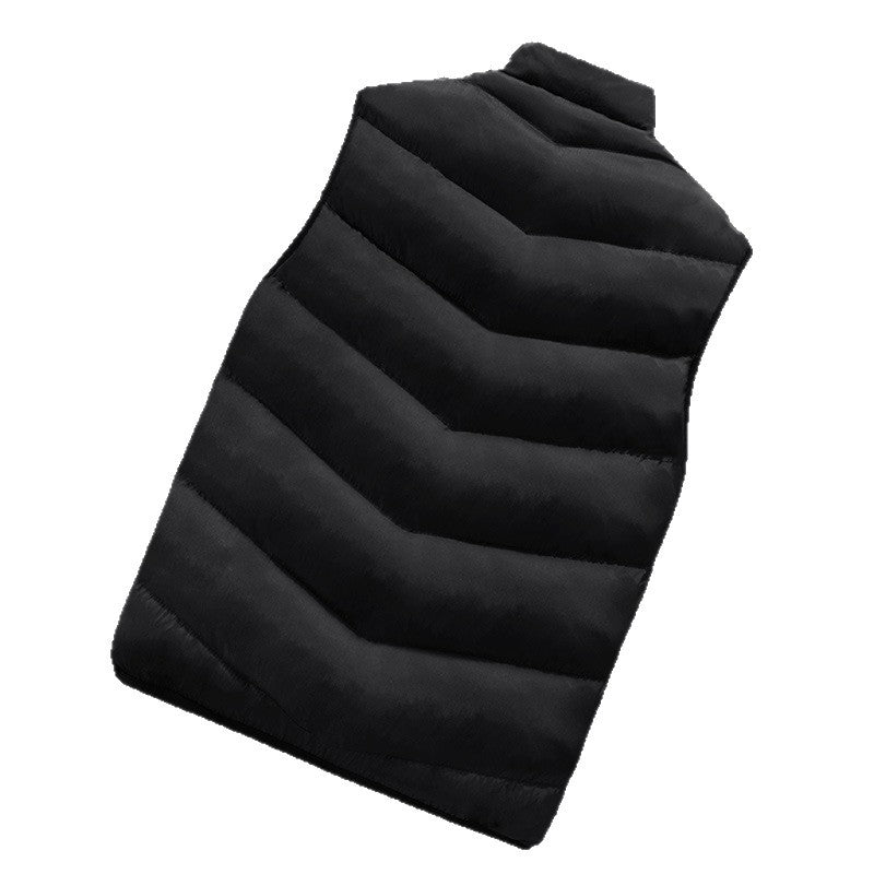 Men's Padded Sleeveless Thermal Vest in Urban Puffer Look with Stand-Up Collar and Zipper Pockets Chichicherry