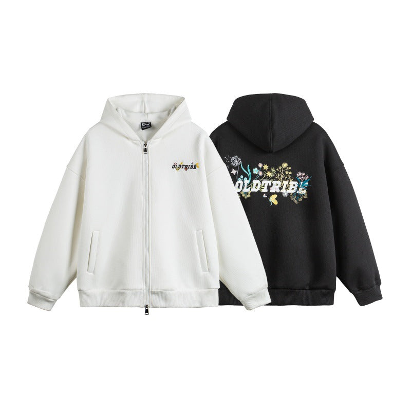 Unisex hooded zip jacket made of textured waffle quality in boxy cut with two-way zipper Chichicherry