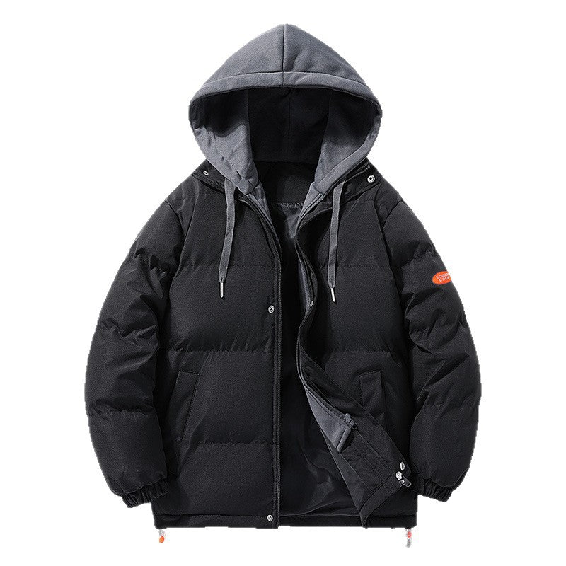 Men's padded puffer jacket with contrasting hood, windproof outer shell, and drawstring Chichicherry