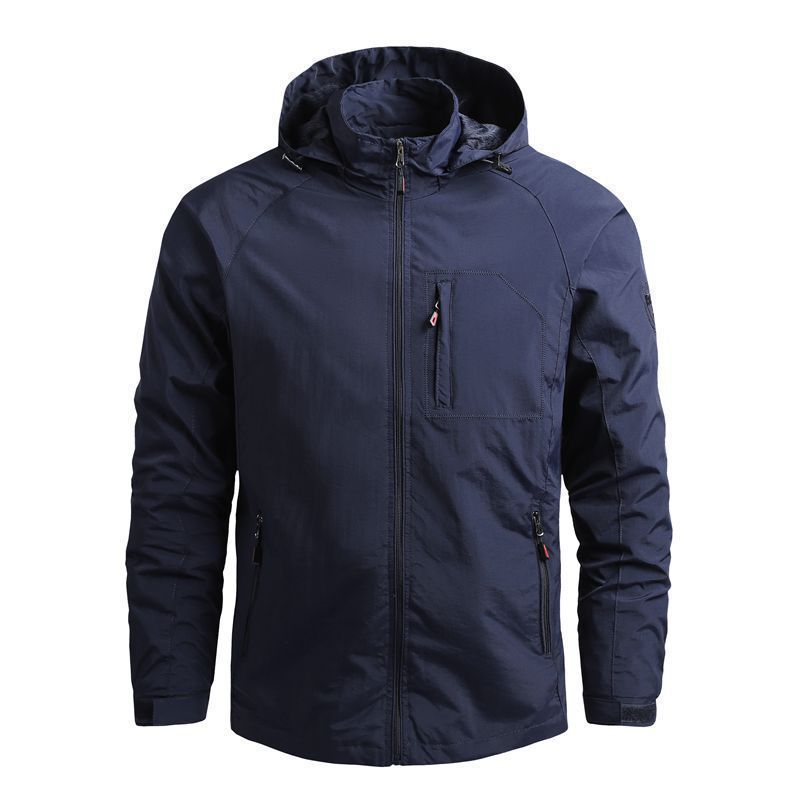 Men's lightweight technical hooded field jacket with chest zipper and multifunctional pockets Chichicherry