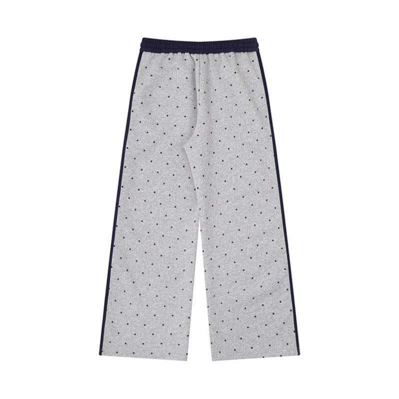Women's Wide Relaxed Lounge Pants in Palazzo Cut with Comfort Waistband, Drawstring and Side Contrast Stripes Chichicherry