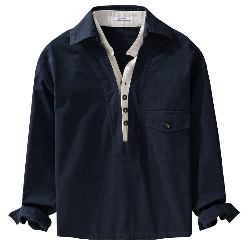 Men's overshirt with half-button placket and patch chest pocket Chichicherry