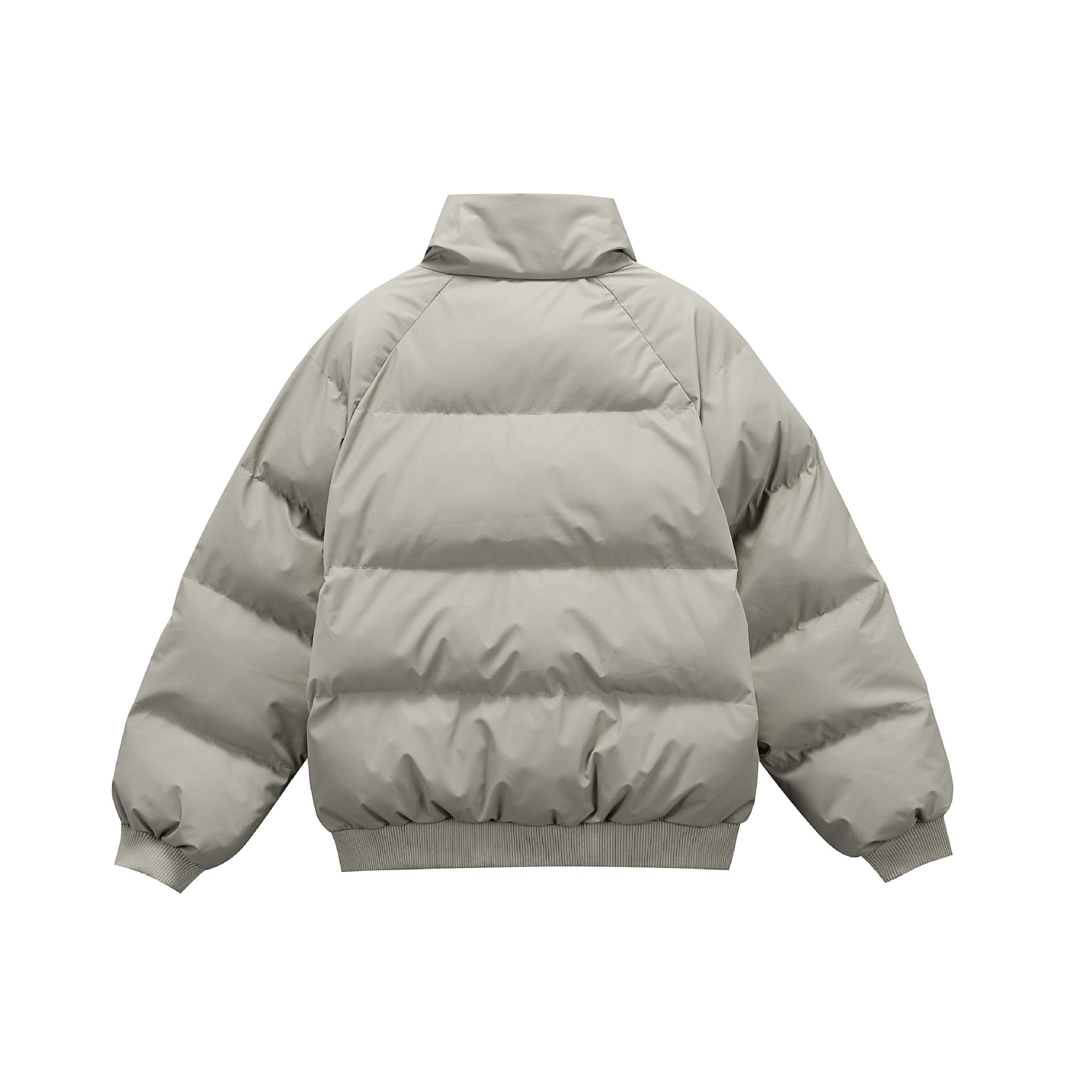 Women's Oversize Quilted Jacket with High Stand-up Collar and Ribbed Cuffs Chichicherry