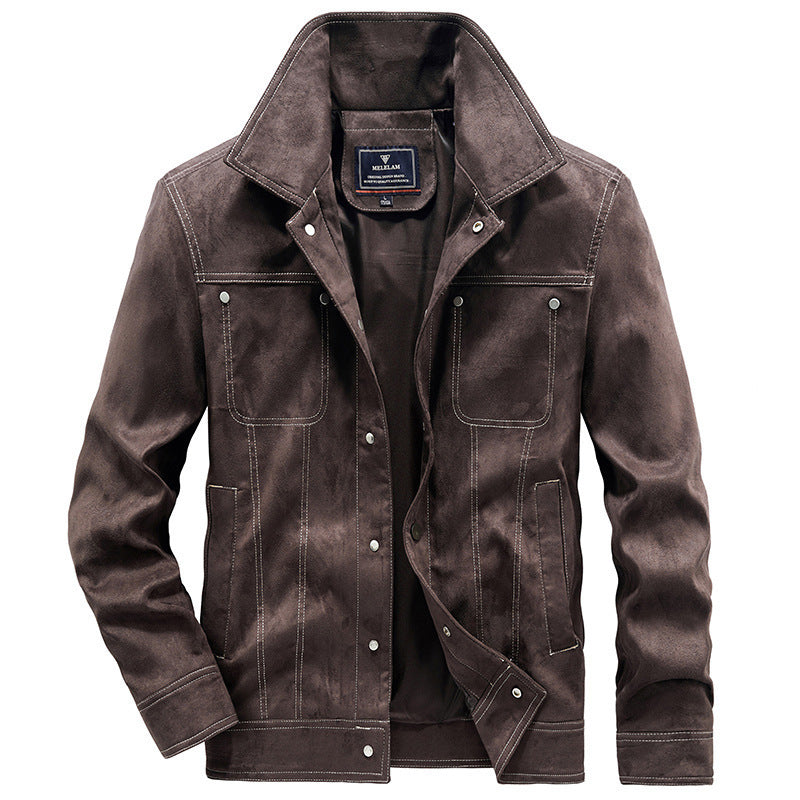 Men's jeans jacket in worker trucker style with distinctive contrast stitching Chichicherry