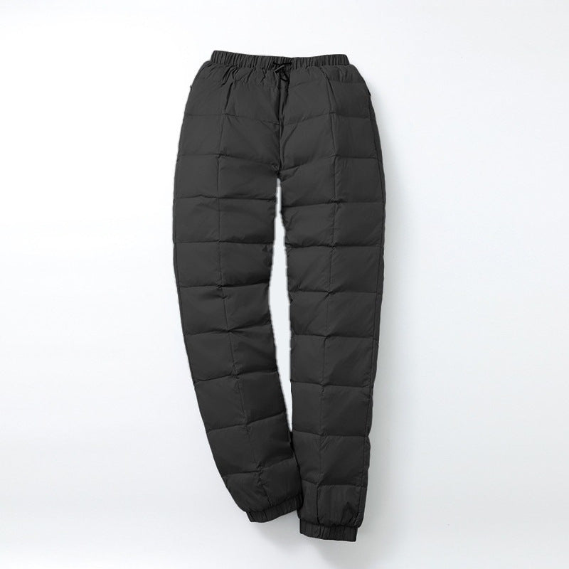 Men's Padded Thermal Pants with Check Quilting and Elastic Hem Chichicherry