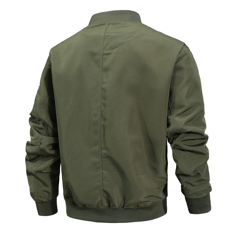 Men's Lightweight Urban Bomber with Stand Collar, Zip Arm Pocket, and Ribbed Cuffs Chichicherry