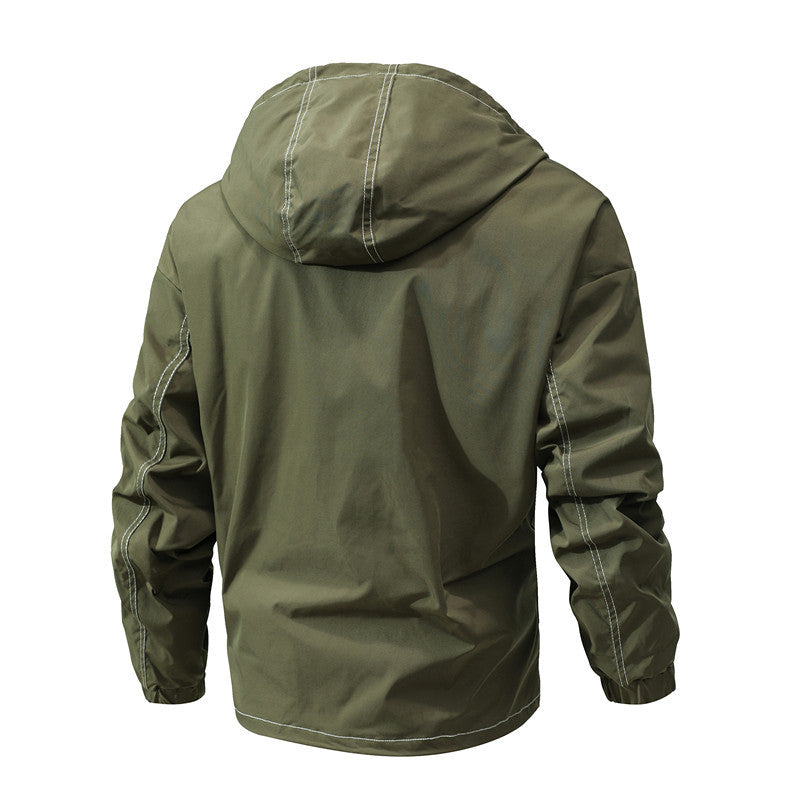 Men's Lightweight Urban Bomber with Stand Collar, Zip Arm Pocket, and Ribbed Cuffs Chichicherry