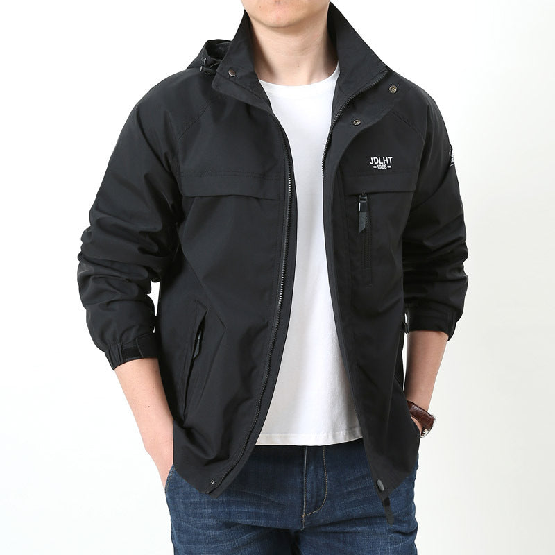 Men's Lightweight Softshell Hoodie Jacket with Hood, water-repellent Shell and Multifunctional Pockets Chichicherry