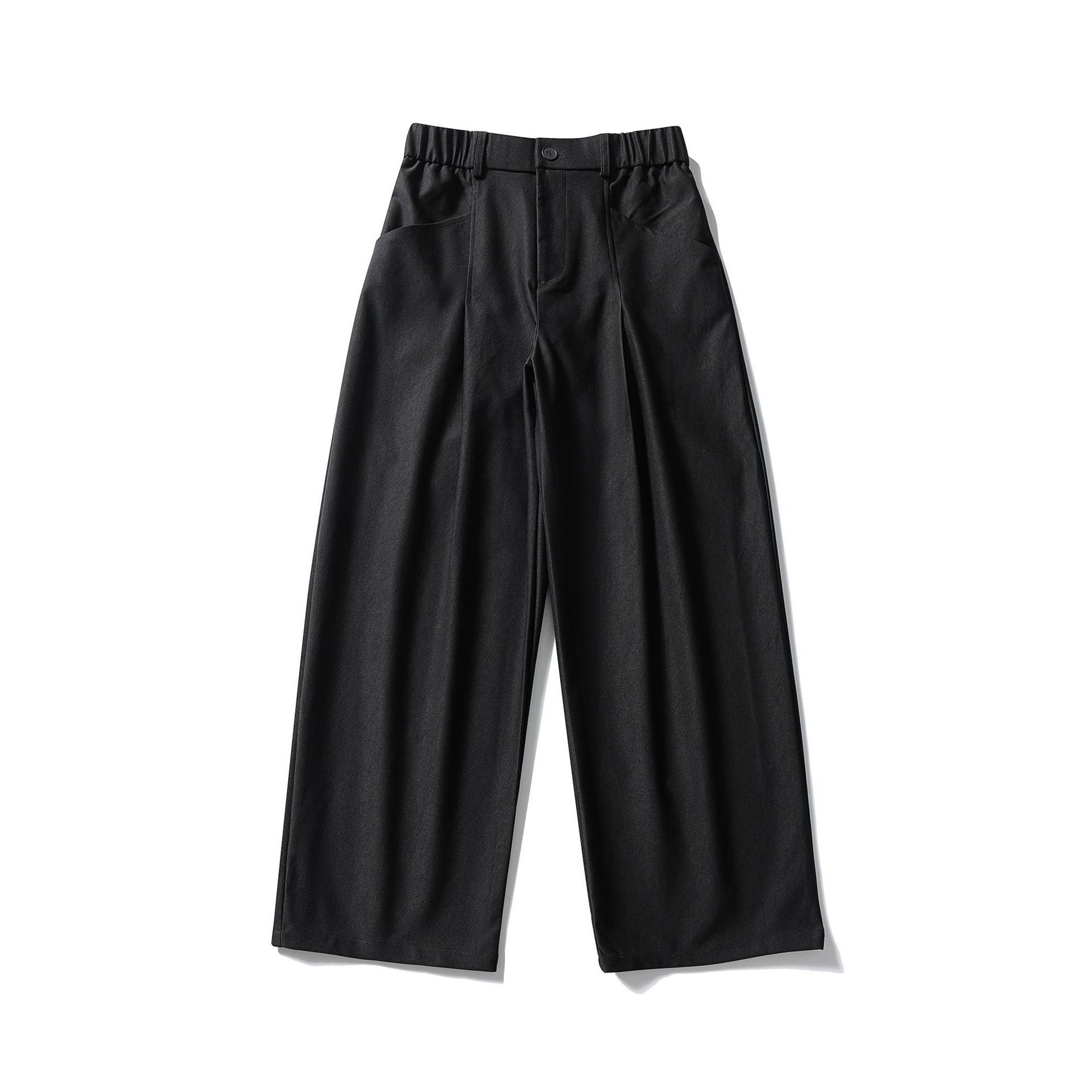 Women's Elegant High-Waisted Palazzo Culotte with Part-Elastic Waistband and Pleated Waist Pleats