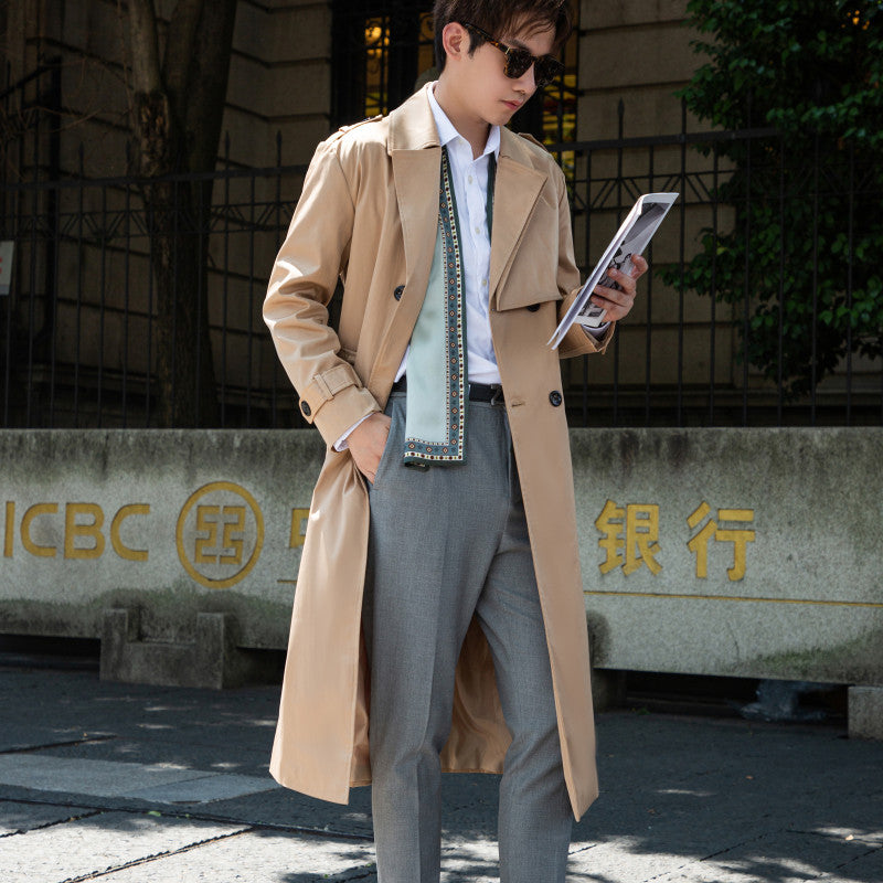 Men's Tailored Trench Coat made of water-repellent twill with double-breasted button placket Chichicherry