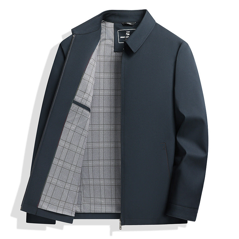 Men's Lightweight Transition Jacket with Shirt Collar, Zipper and Checked Lining Chichicherry