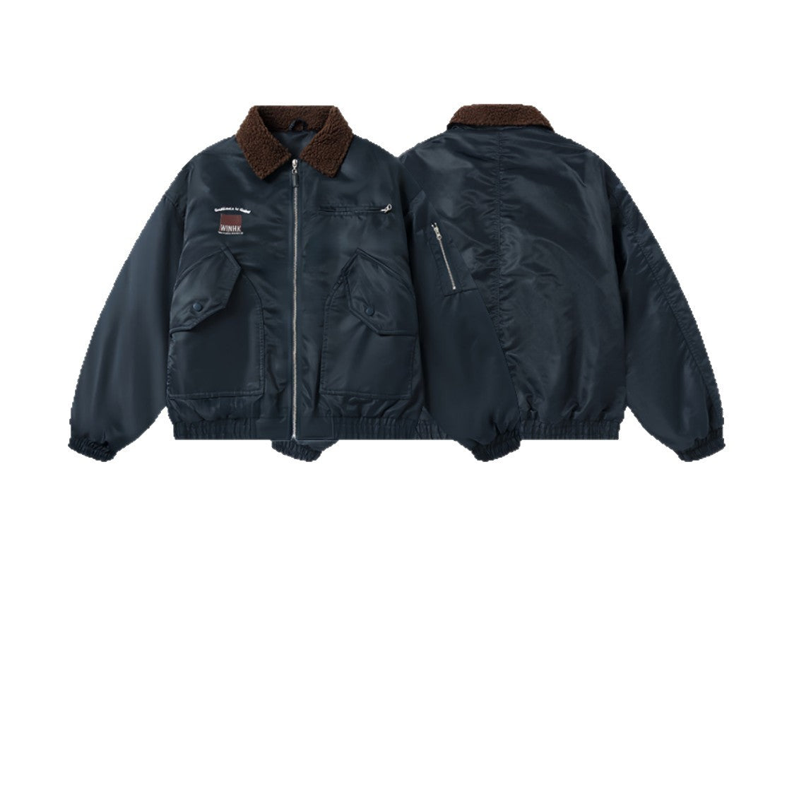 Men's Short Quilted Bomber with Teddy Collar and Multi-Function Pockets Chichicherry