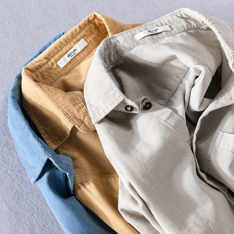 Men's Loose Cotton-Linen Layering Shirt with Chest Pocket and Soft-Touch Texture Chichicherry