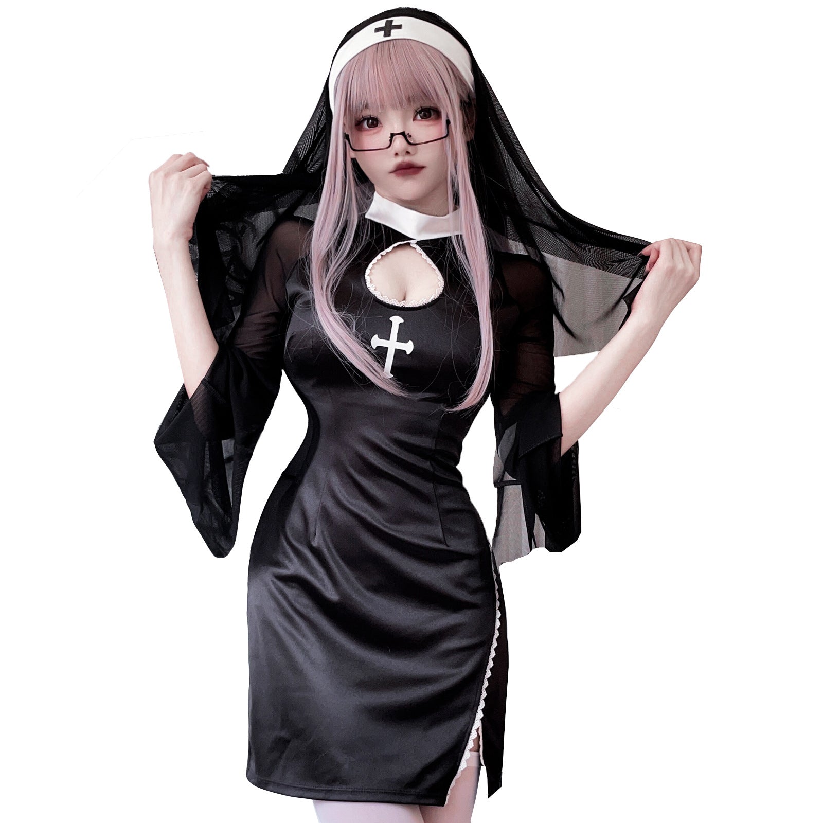 Ladies Devil Dress with Transparent Sleeves and Exciting Accents Chichicherry