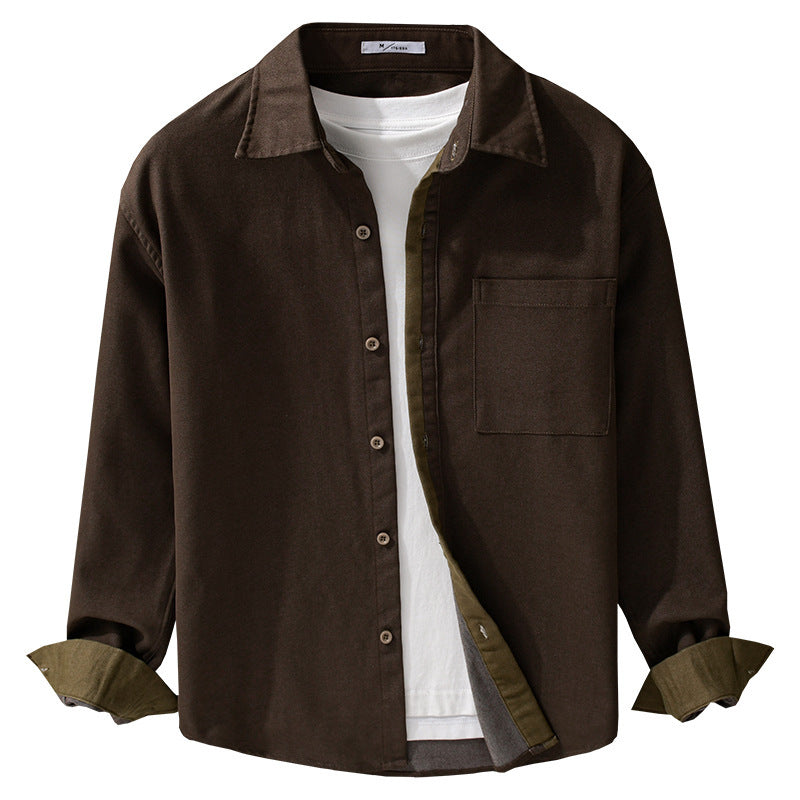 Men's Lightweight Cotton Twill Overshirt with Chest Pocket and Relaxed Fit Chichicherry