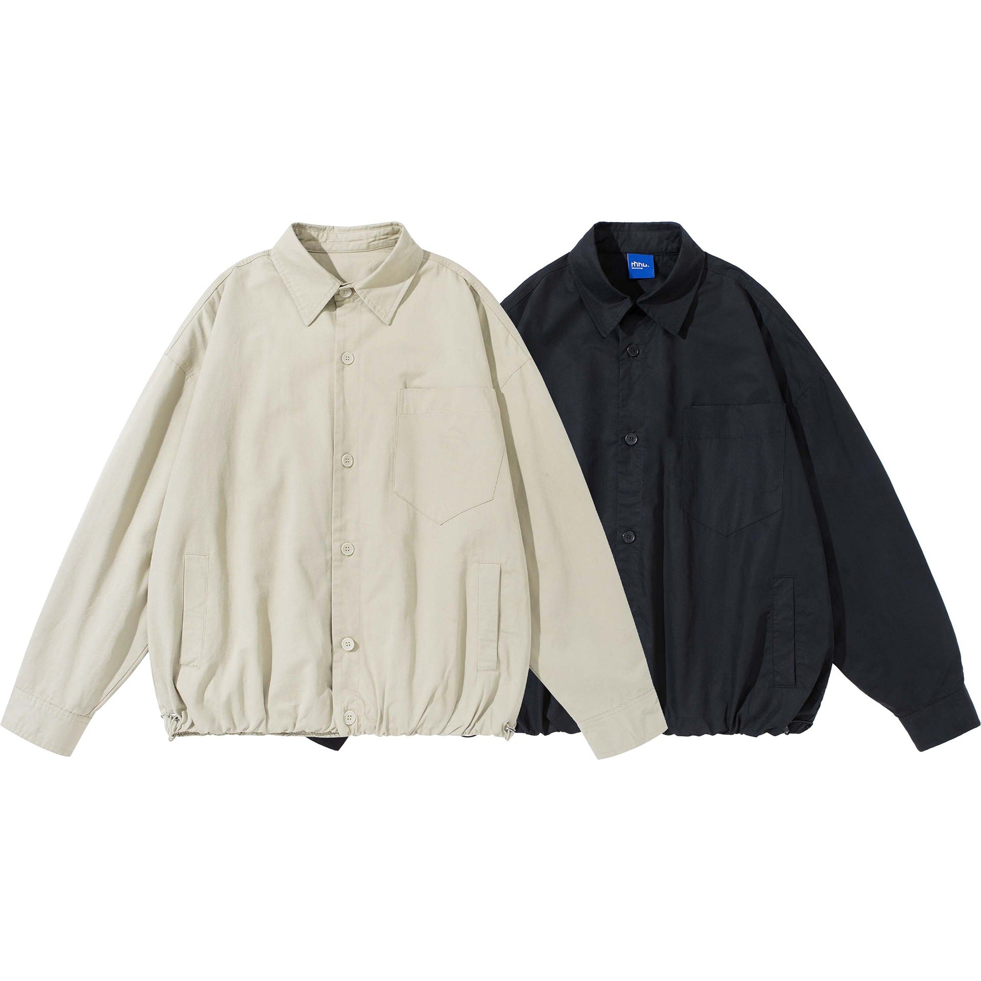 Unisex Loose fitting overshirt jacket made of cotton blend with drawstring hem and chest pocket Chichicherry