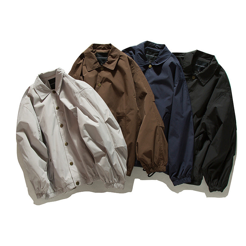 Unisex Boxy transitional bomber jacket with drawstring hem and snap button placket Chichicherry