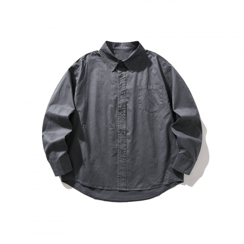Unisex Oversize-Denim-Shirt Jacket with boxy silhouette, chest pocket and rounded hem Chichicherry