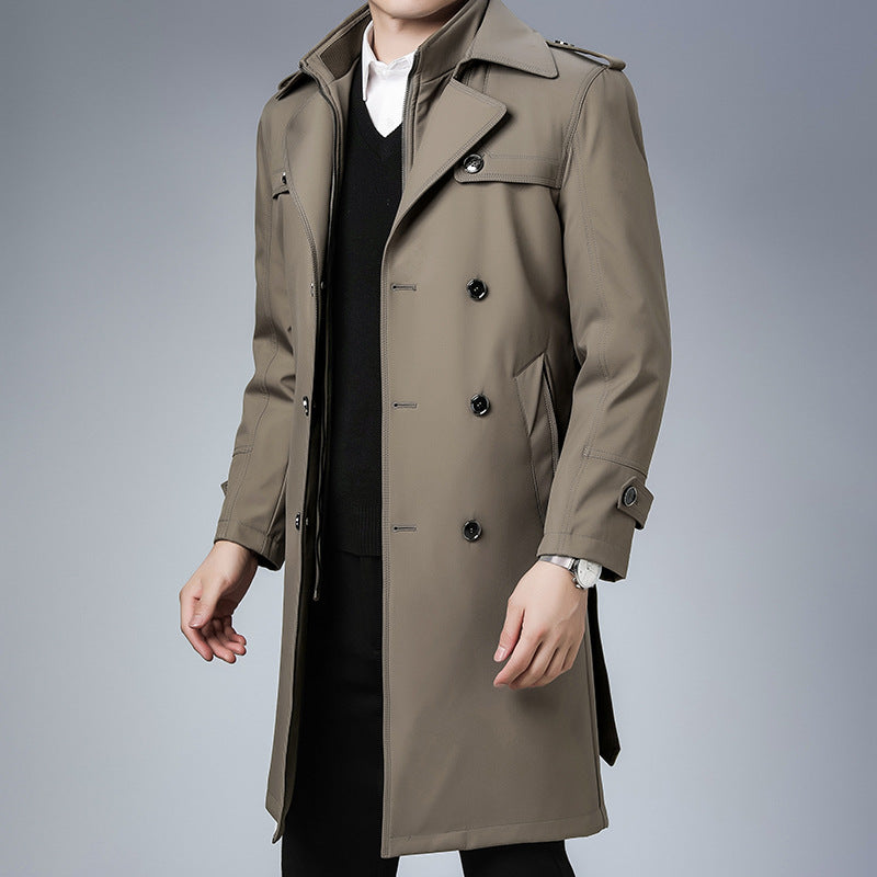 Men's classic water-repellent trench coat with double button row and epaulettes Chichicherry