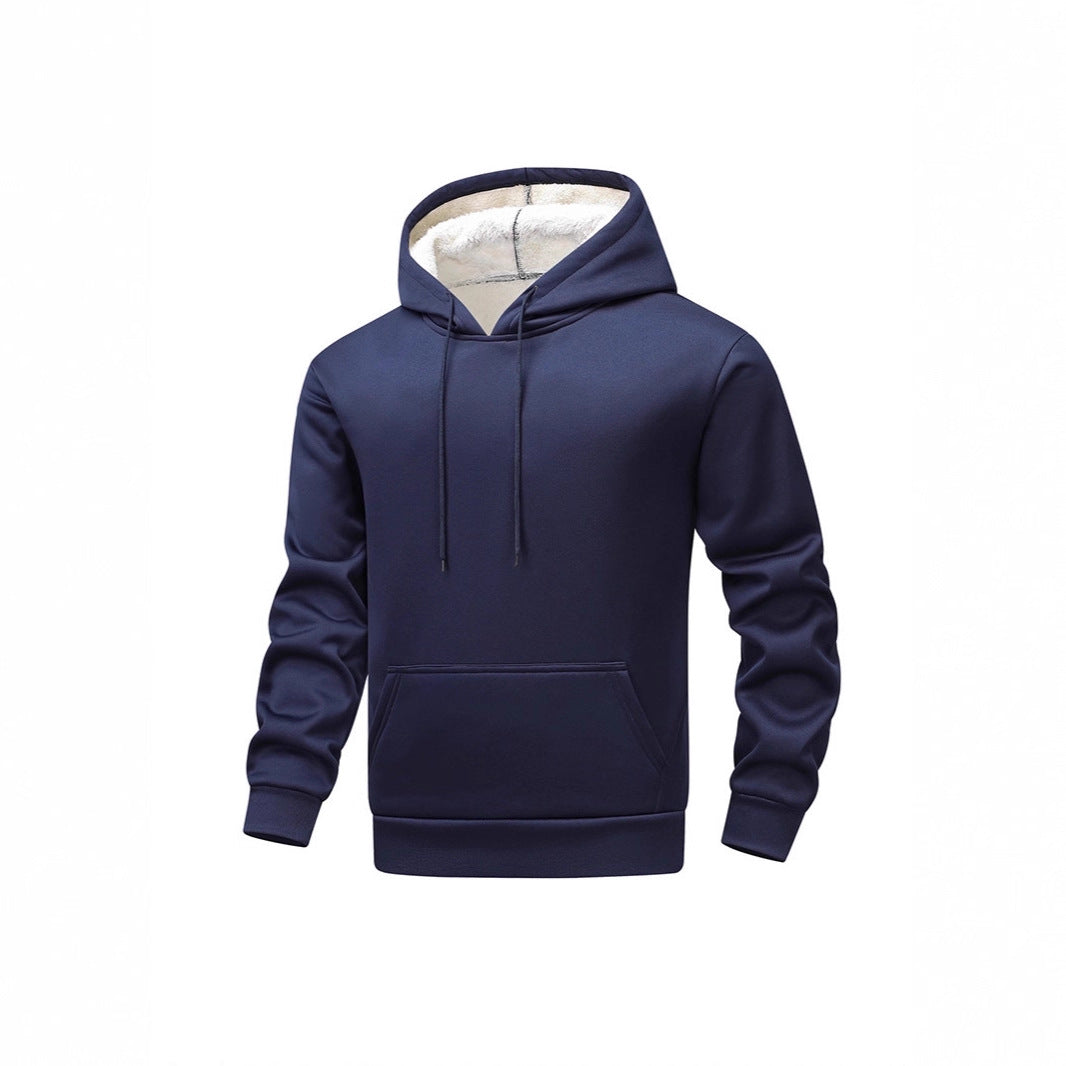 Men's Cozy Teddy Fleece Hoodie with Sherpa Lining and Kangaroo Pocket Chichicherry