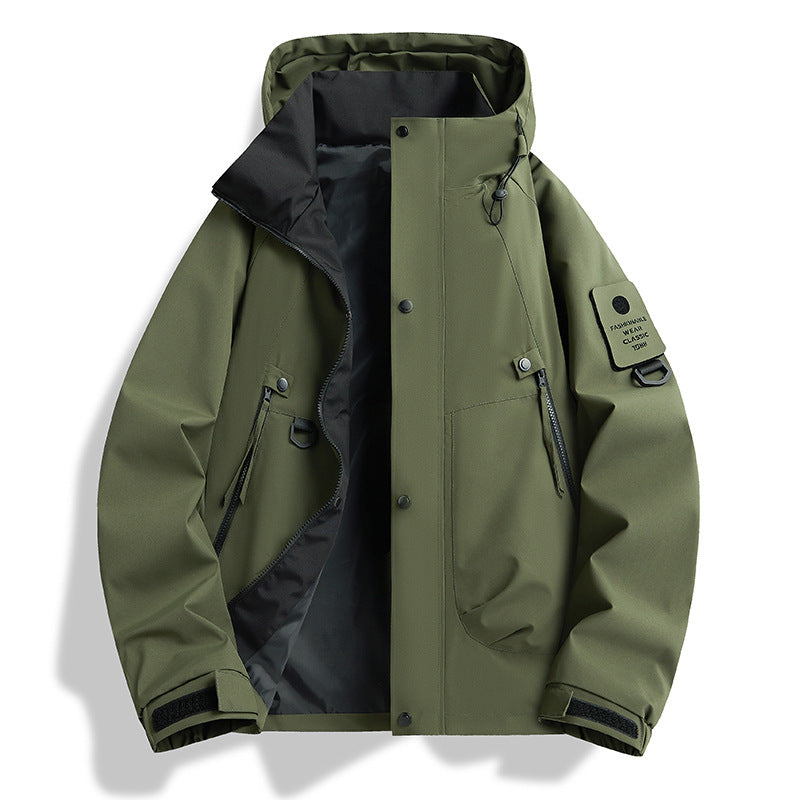 Men's minimalist weatherproof parka with contrast lining and utility details Chichicherry