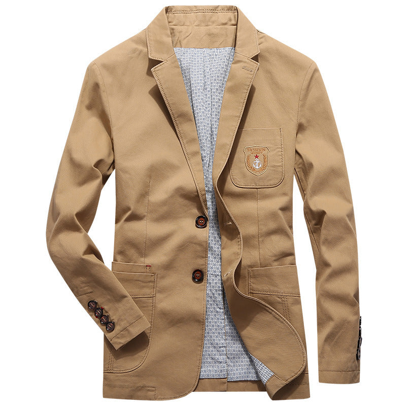 Men's casual cotton blazer in worker style with chest patch and applied pockets Chichicherry