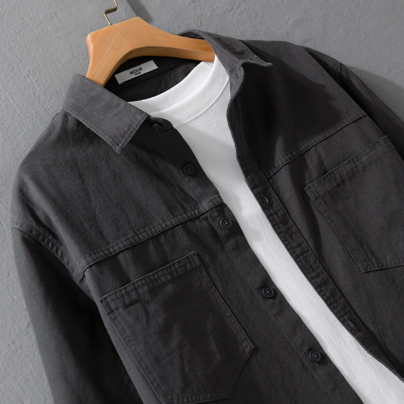 Men's utility shirt jacket made of cotton twill with concealed button placket and relaxed fit Chichicherry