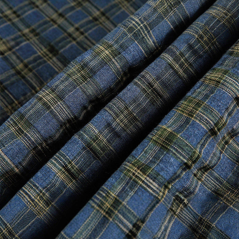 Unisex Checked Overshirt with Drawstring Hem and Concealed Button Placket Chichicherry