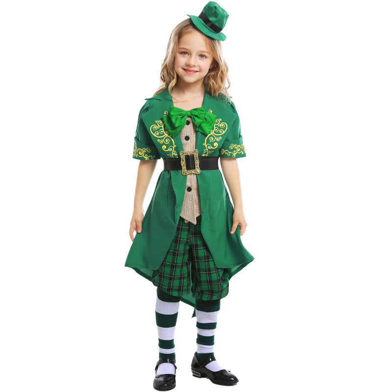 Girl costume as Irish leprechaun with hat and apron Chichicherry