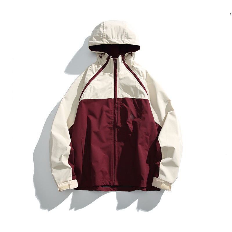 Unisex Lightweight two-tone wind and rain jacket with hood, water-repellent shell and adjustable hem Chichicherry