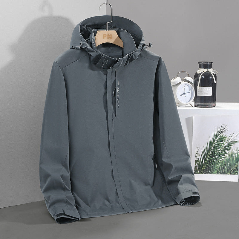 Men's Lightweight Softshell Hooded Jacket with Concealed Zipper and Windproof Membrane Chichicherry