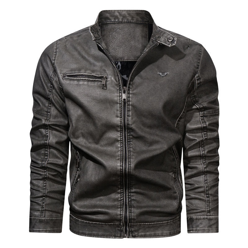 Men's denim bomber jacket in vintage look with zipper and sleeve padding Chichicherry
