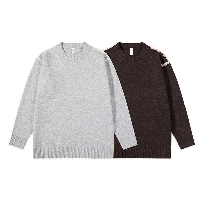 Unisex Oversize Feinstrick-Pullover mit Rundhalsausschnitt und Rippenbündchen Chichicherry