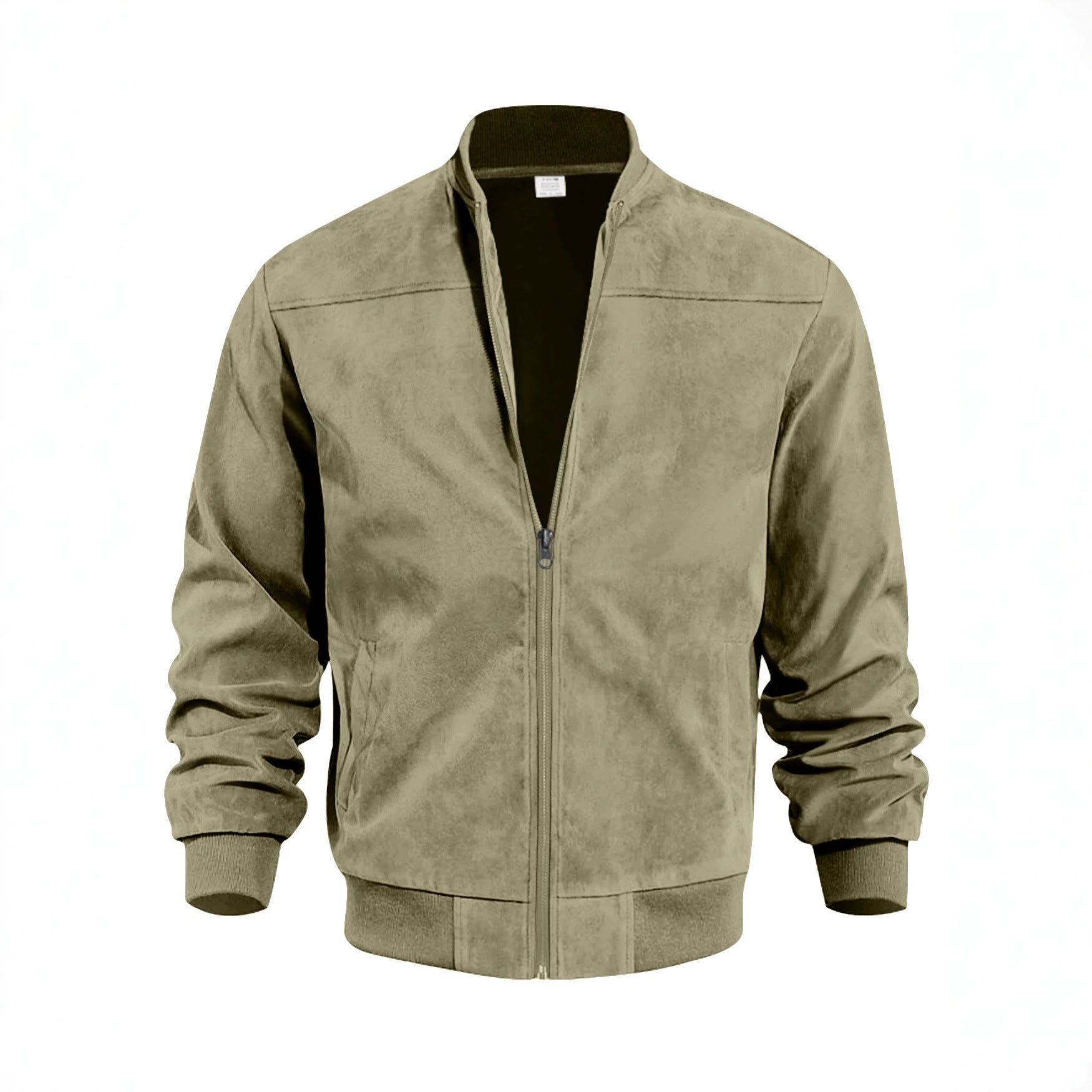 Men's Lightweight Bomber Jacket in Velour Look with Zipper and Ribbed Cuffs Chichicherry