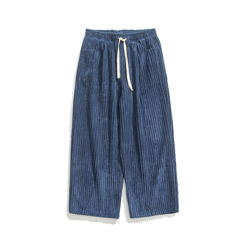 Men's loosely cut corduroy pants with drawstring waistband and distinctive ribbed texture Chichicherry