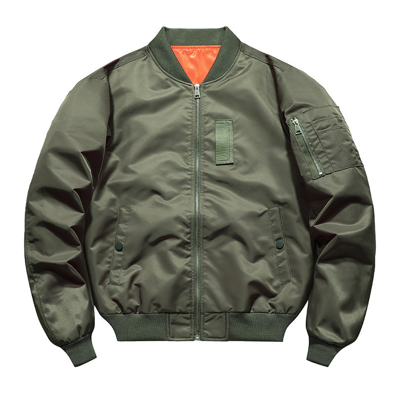 Men's Lightweight Flight Bomber Jacket with Water-Repellent Shell and Contrast Lining Chichicherry