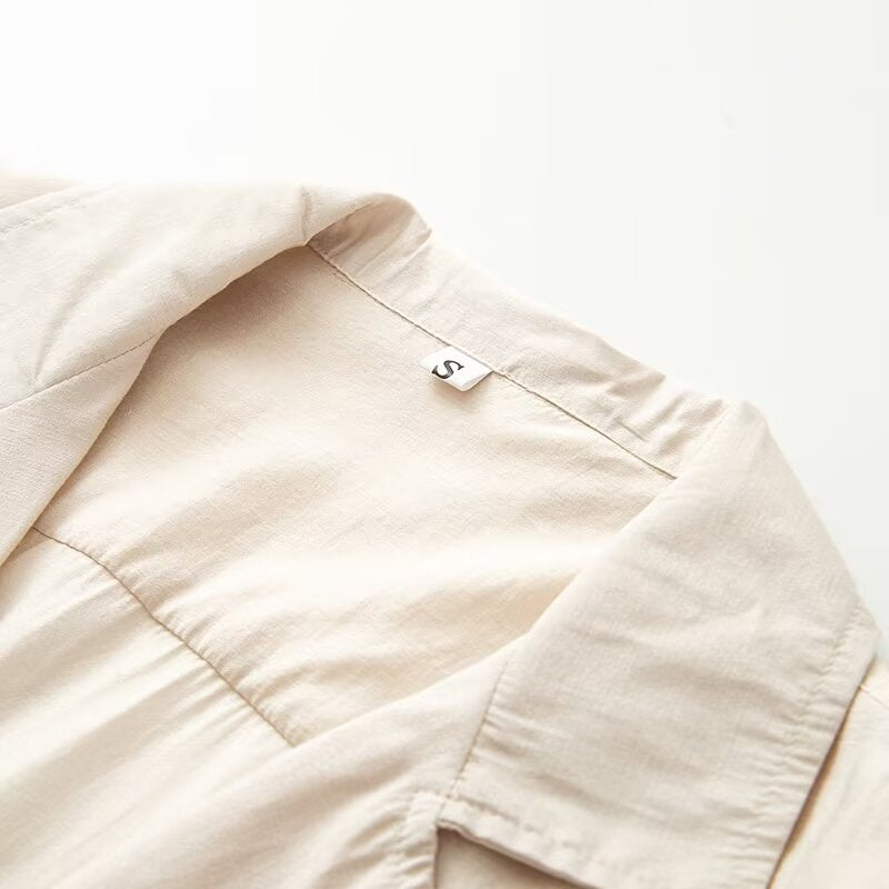 Women's Oversize Blouse with Lapel Collar and Full Button Placket Chichicherry