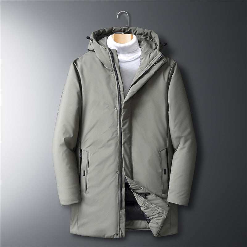Men's modern urban long parka with concealed zip placket and ergonomic hood Chichicherry