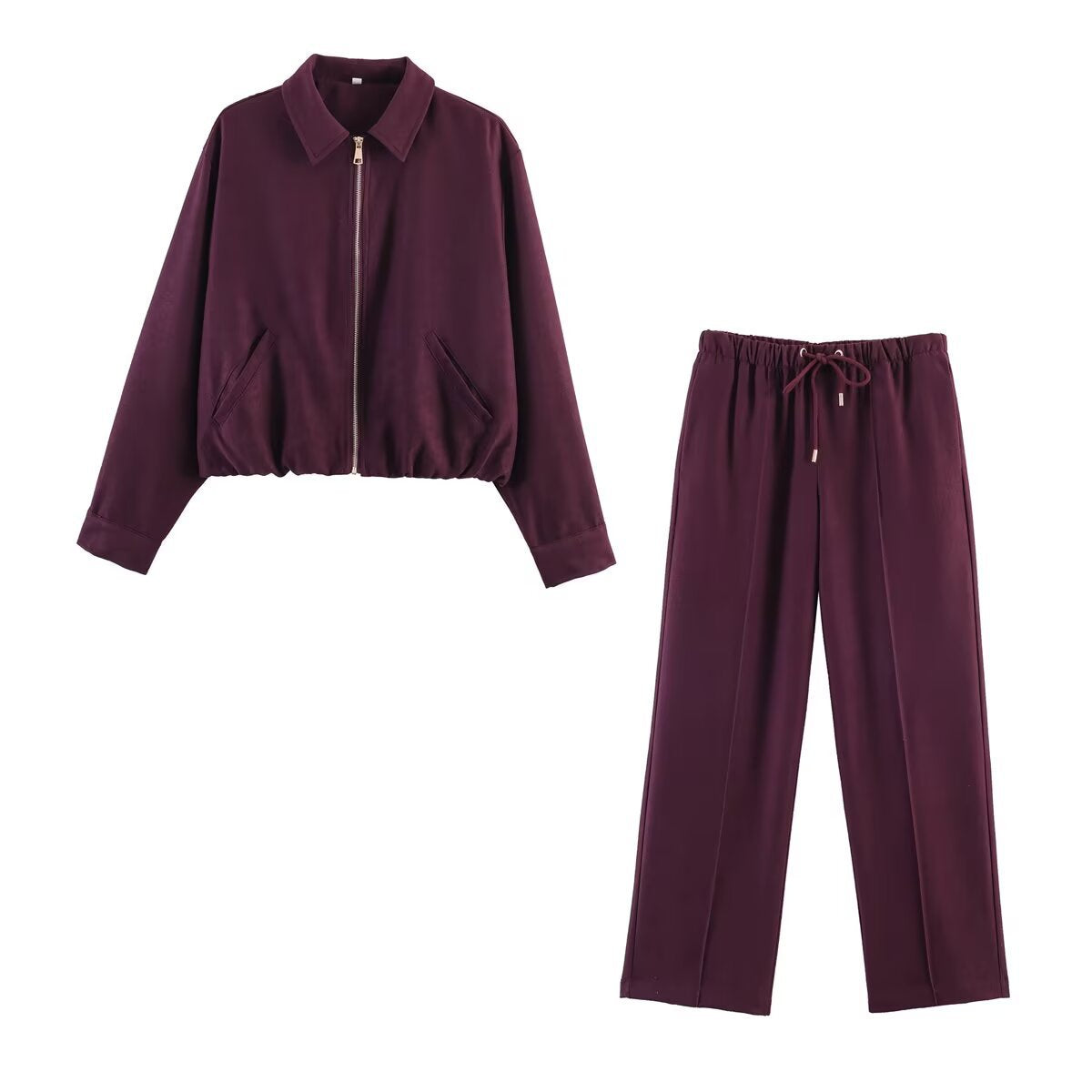 Ladies short cropped bomber jacket with zipper, shirt collar and elastic hem Chichicherry