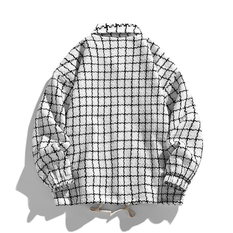 Men's Padded Coach Jacket with Geometric Pattern and Contrast Chest Pocket Chichicherry