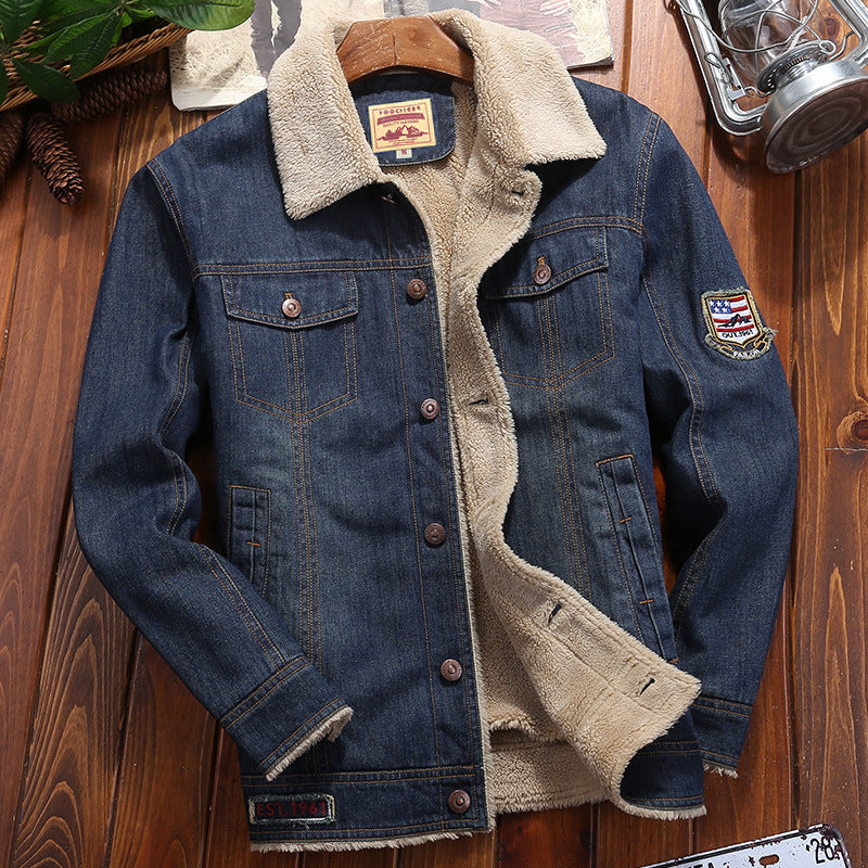 Men's denim jacket with warming Sherpa lining and retro worker details Chichicherry