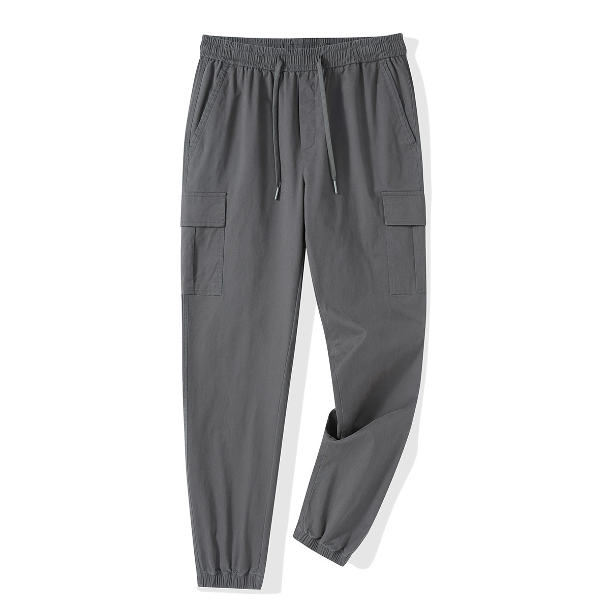 Men Tapered Cargo-Jogger Pants with Drawstring Waist, Flap Pockets and Elastic Ankle Cuffs Chichicherry